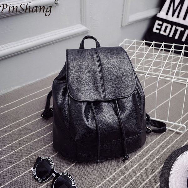 

pinshang women backpack fashion soft leather double-shoulder backpack portable high-capacity retro style bag for women 2018 z30