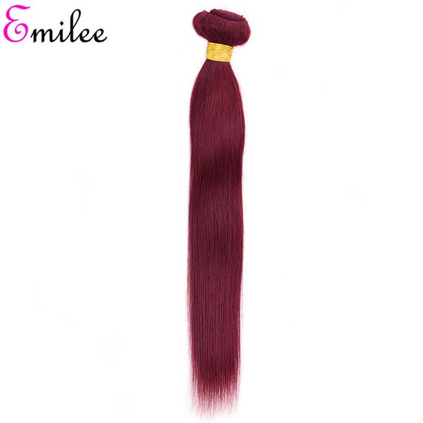 

emilee 99j burgundy hair weave wine red remy hair bundles with lace closure pre-colored 99j straight ombre hair, Black