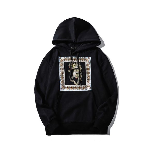 

19aw medusa mens designer hoodie luxury high end private custom sweatshirt luxury tide brand print dragon totem loose fashion pullover, Black