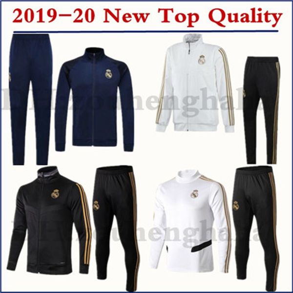 

2019 2020 real madrid hazard jovic training tracksuit jacket dry strike 19 20 bale modric benzema zipper survetement soccer training suit, Black