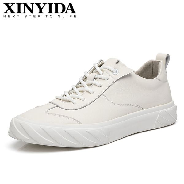 

genuine leather men skateboarding shoes lace up breathable casual sneakers fashion men flats shoes size 38-43, Black