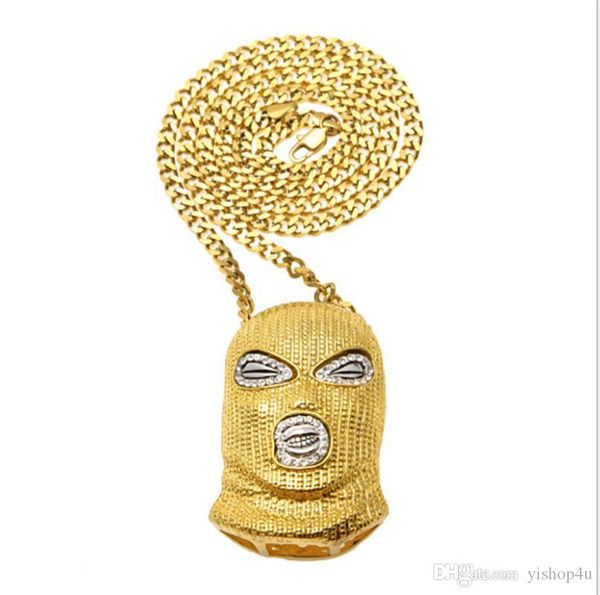 

mens punk style 18k alloy gold silver plamask head charm pendant hip hop csgo pendant necklace cuban chain