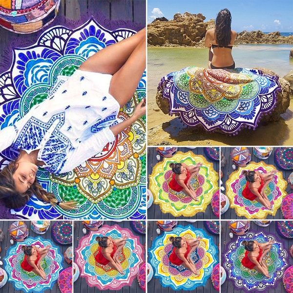 UK Hippie Gypsy Mandala Round Towel Tapestry Throw Blanket Yoga Mat Wall Decor