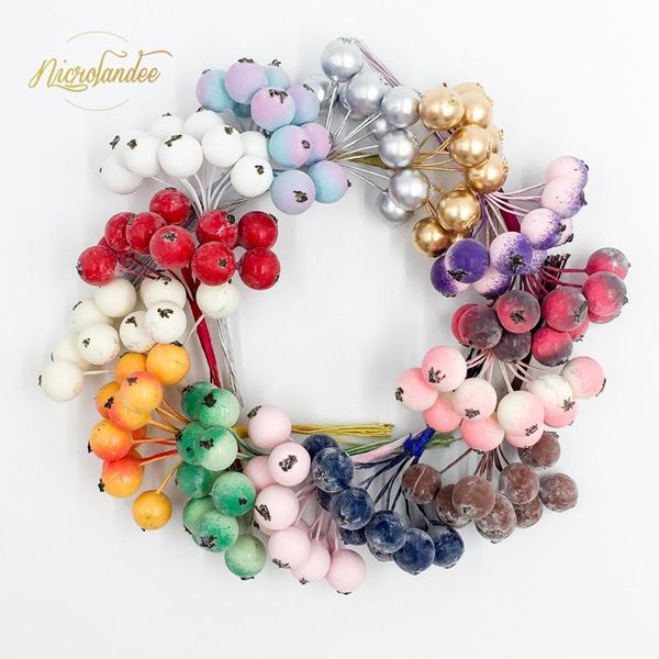 

nicrolandee 10 pcs/bundle diy artificial fake berries cherry stamen smooth foam pomegranate decorations party accessories decor