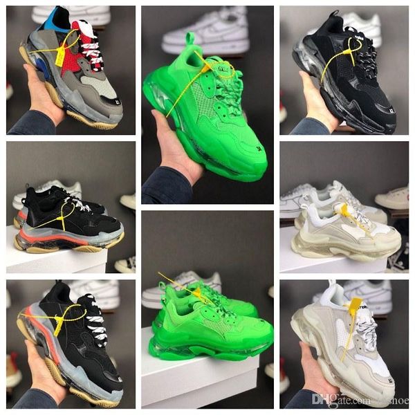 

2019 luxury de igner pari 17fw men 039 balanciaga triple women 039 green lei ure flat hoe air ca ual hoe 36 45