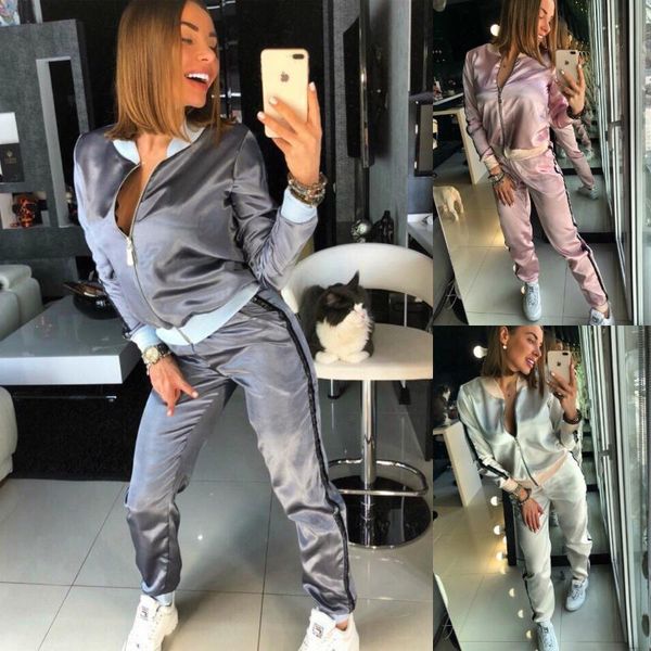 

autumn and winter new selling women's ladies sports suit casual suit two-piece, White
