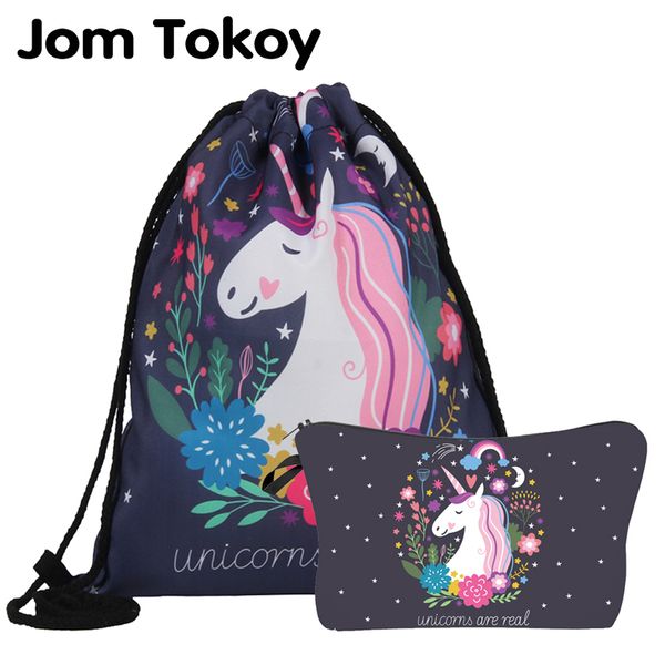 

jom tokoy new fashion 2 pcs printing women backpack unicorns school backpacks bag set combination ash1001