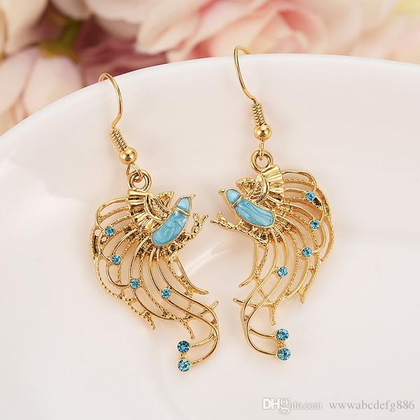 

solid 18k 18ct yellow fine gold gf filigree peacock pendant necklace chain necklaces earrings womends es563, Silver