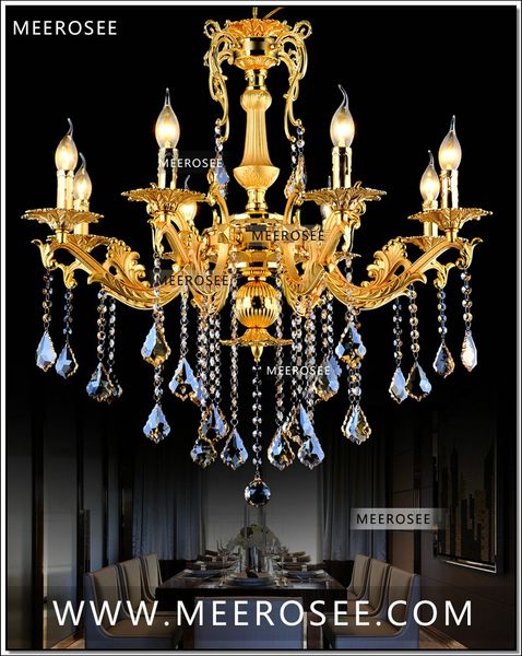 

gold crystal chandelier lighting fixture 8 arms classic metal chandelier crystal lustre hanging lamp for foyer md8676 l8