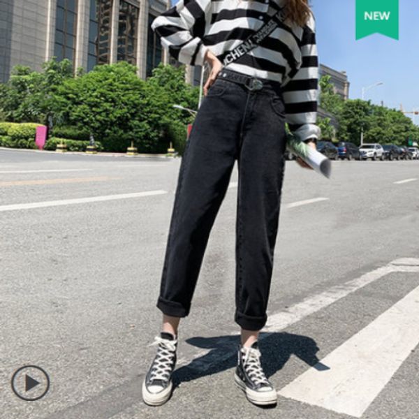 

черный ясень темно-серые джинсы с талией web celebrity torre брюки, Blue