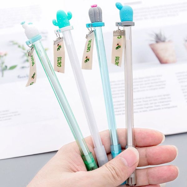 

4pcs fantastic cactus ribbon gel pen black ink promotional gift stationery school office supply h7ec