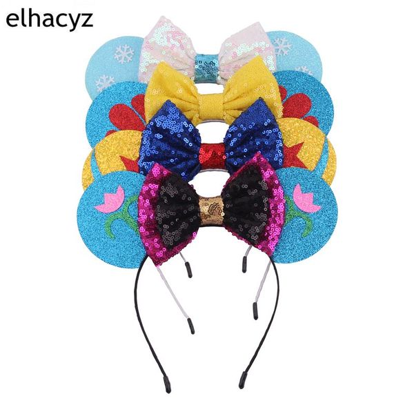 

8pcs/lot mouse ears headband party diy hair accessories headwear christmas 5'' sequin hair bow hairband for girls women, Slivery;white