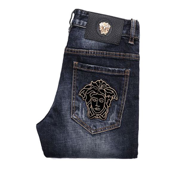 

Men 039 jean lim feet medu a embroidered light blue denim trou er male