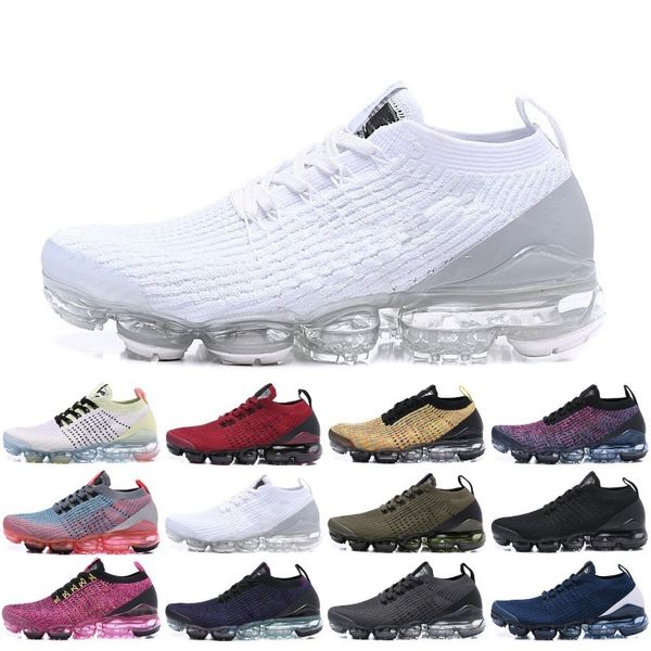 

2019 nike air vapormax 2.0 top fly 3.0 мужчины женщины кроссовки тройной черный белый синий вязаный новый 3s беговые кроссовки дизайнерская