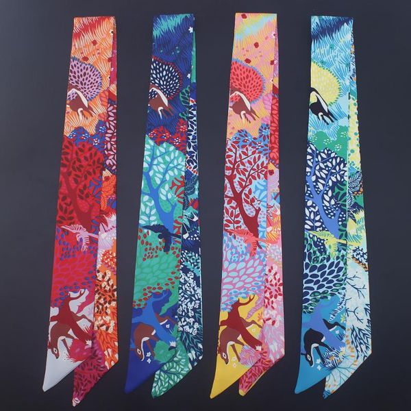 

new scarf small scarf national wind flower wild family headdress hair band small scarves spring and summer colorful deer, Blue;gray