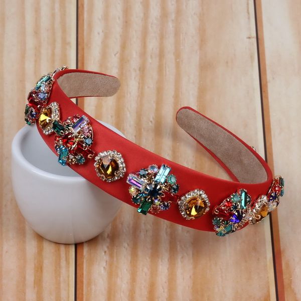 

florosy luxury colorful crystal hairband for women baroque hair jewelry accessories rhinestone party headband christmas gift new, Golden;white