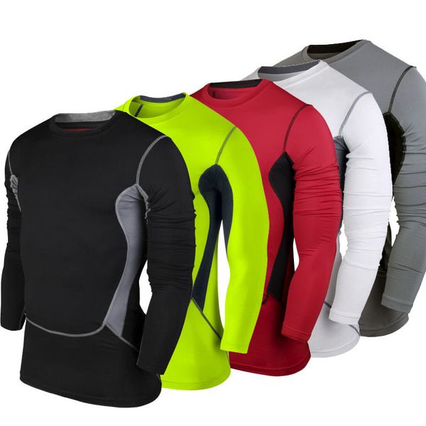 

rugby jersey tights football jerseys pro long sleeve breathable quick-dry fitness running basketball clothes sports men t-shirt, Black;blue