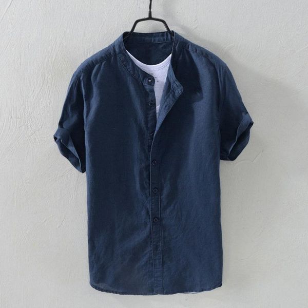 

fashion short sleeve men shirts cotton linen summer men's shirt cool thin breathable short sleeve solid button shirt blouse, White;black