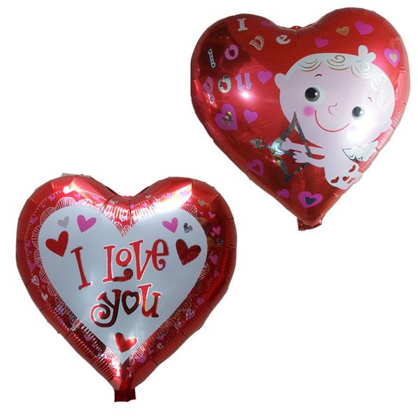 18inch Amor Folha Balões 100pcs Cupid do coração Casamento Hélio Globos Happy Valentine s casamento aniversário bola celebração do partido do Dia