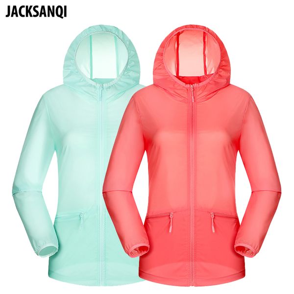 

jacksanqi men womens summer hiking jacket outdoor sport water repellent breathable fishing camping trekking male skin coat ra356, Blue;black