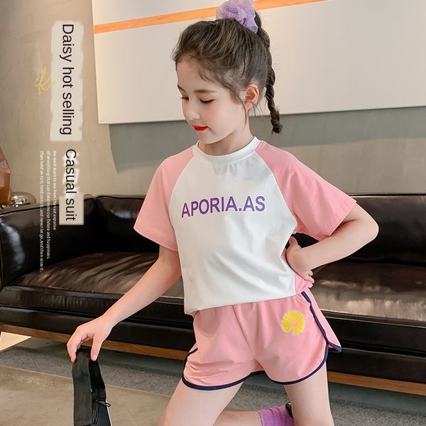 

girls suit western style summer suit clothing clothes 2020 daisy children's short-sleeved sports two-piece children's clothes