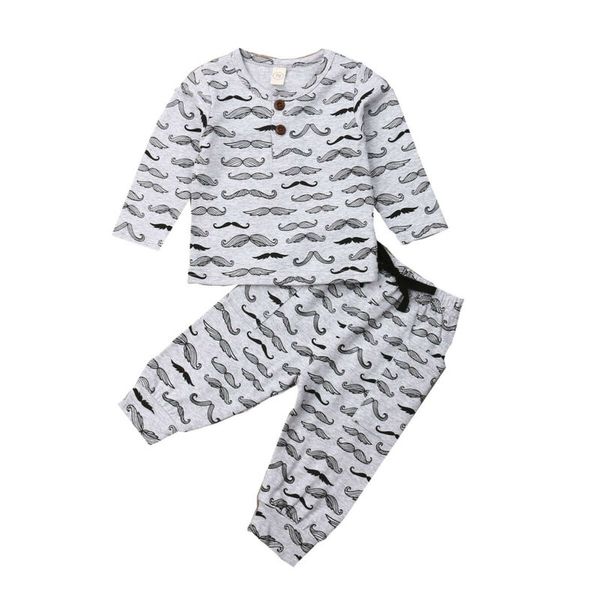 

us stock 2pcs newborn kid baby boys outfit long sleeve t-shirt long pants clothes set, White