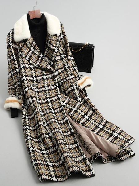 

marcymarny 2020 new wool coat women's long collar wool coat, Black