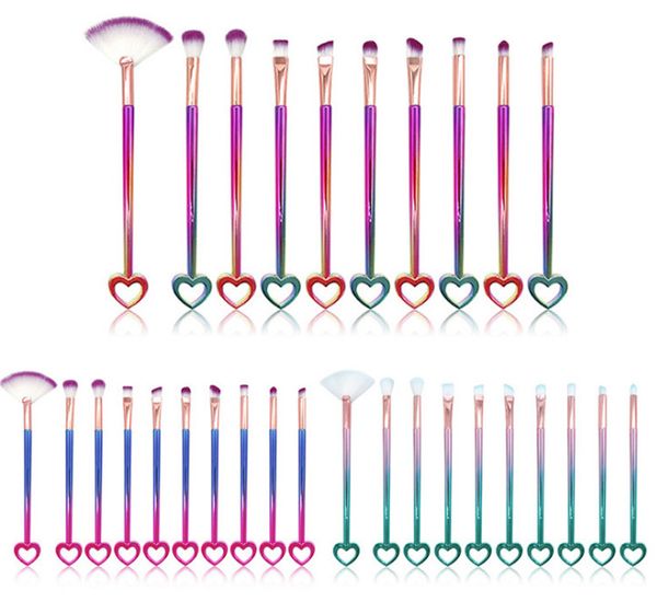 

10 pcs/set love heart makeup brushes kit cosmetics tool for foundation powder sculpting face eye make up set