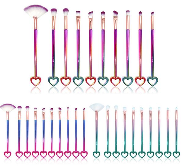 10 pezzi/set Love Heart Kit di pennelli per trucco Strumento di cosmetici per fondotinta in polvere Sculpting Set per il trucco degli occhi del viso