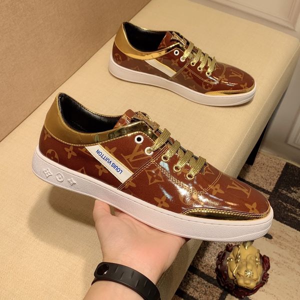 

2020 luxury design men's shoes fashion shoes men's leather lace-up platform sneakers white red casual shoelace box wholesale, Black