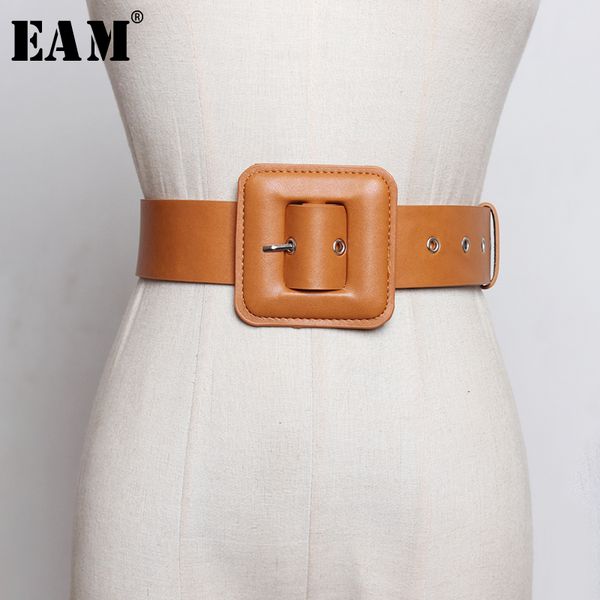

eam] pu leather multicolor buckle split temperament long wide belt personality women new fashion all-match spring 2020 1r119, Black;brown