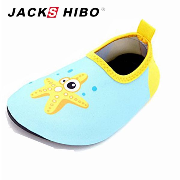 

jackshibo kids water sock shoes blue star pool beach children shoes cute cartoon flat water socks baby swimming pool, Black