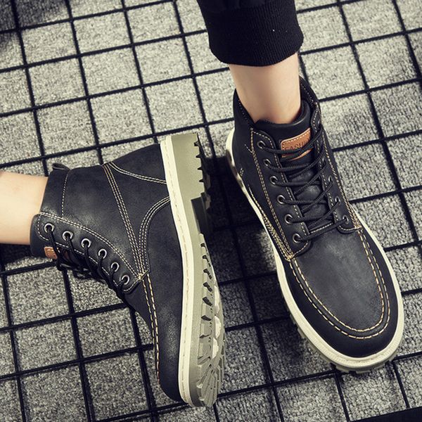 

lasperal 2019 fashion autumn early winter boots men shoes cool young men boots fashion street male footwear single ankle, Black