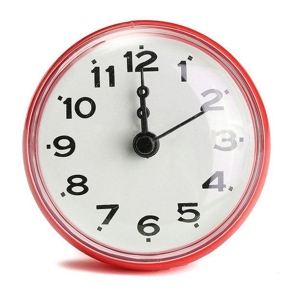 

2.75 inch waterproof kitchen bathroom bath shower mirror clock suction sucker wall color:red