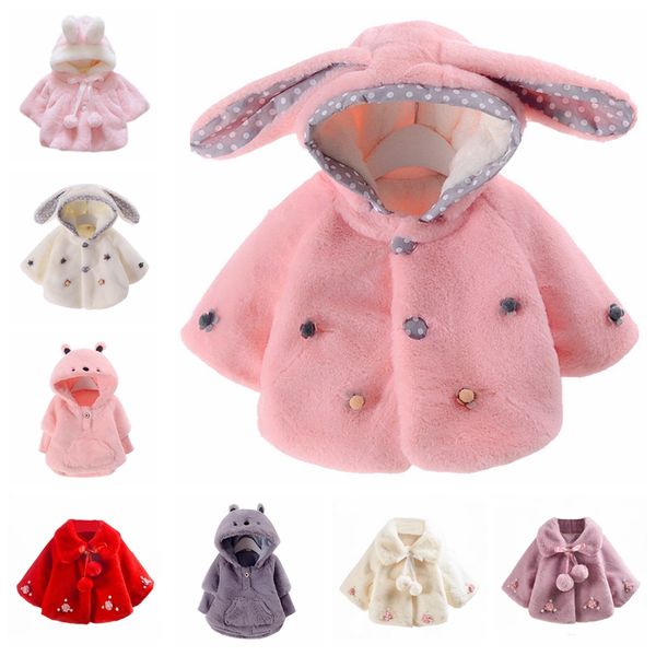 

9 colors infant girls clothes outerwear cloak jacket toddler baby cute fleece fur winter warm coat kids cute ear coat clothes, Blue;gray