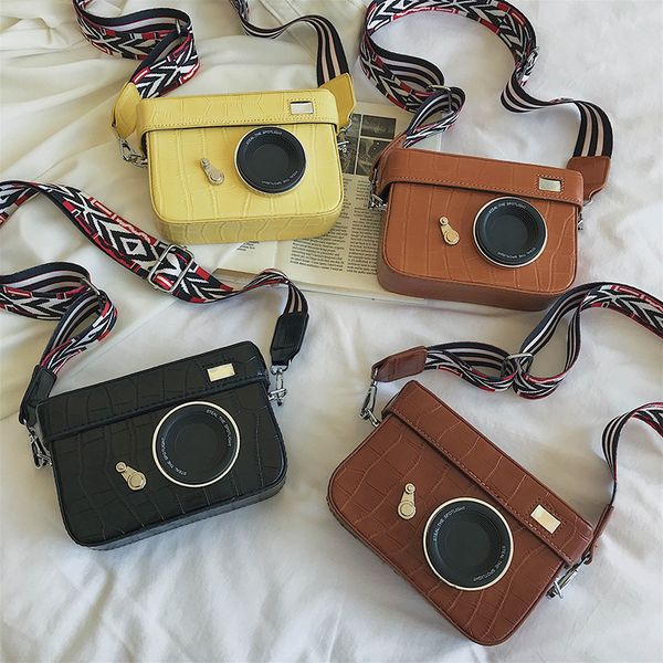 

2020 new ladies shoulder bag pu camera wide shoulder straps women bag fashion korean retro stone pattern diagonal crossbody