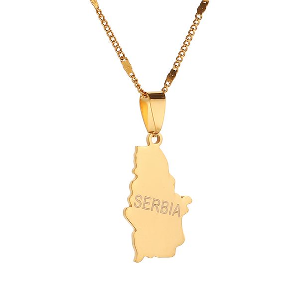 

stainless steel serbia map pendant necklaces trendy republika srbija map chain jewelry gifts, Silver