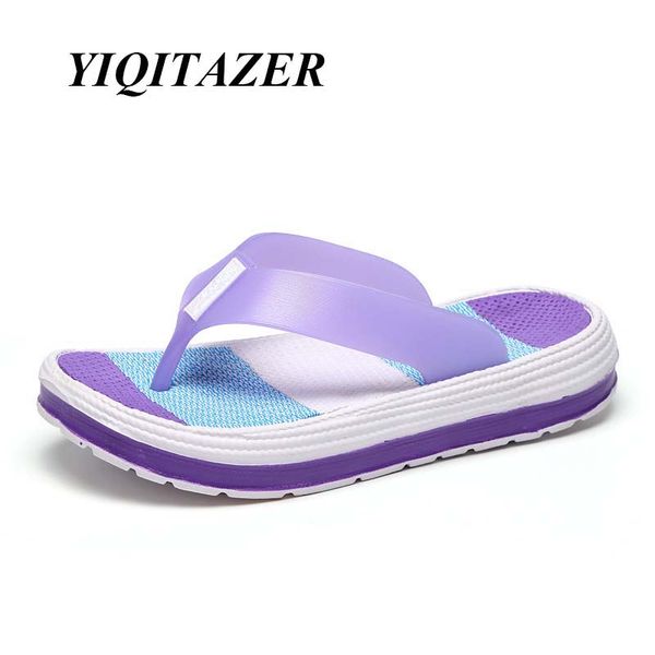 

yiqitazer 2018 new design beach girl flip flops women,waterproof casual woman slippers increase woman shoes outdoor, Black