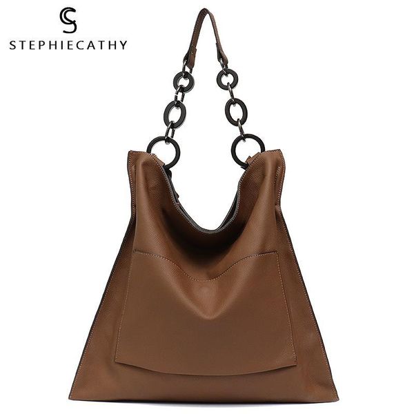 

sc brand luxury 100% genuine leather handbags for women fashion pocket large capacity big chain shoulder bags tote hobos