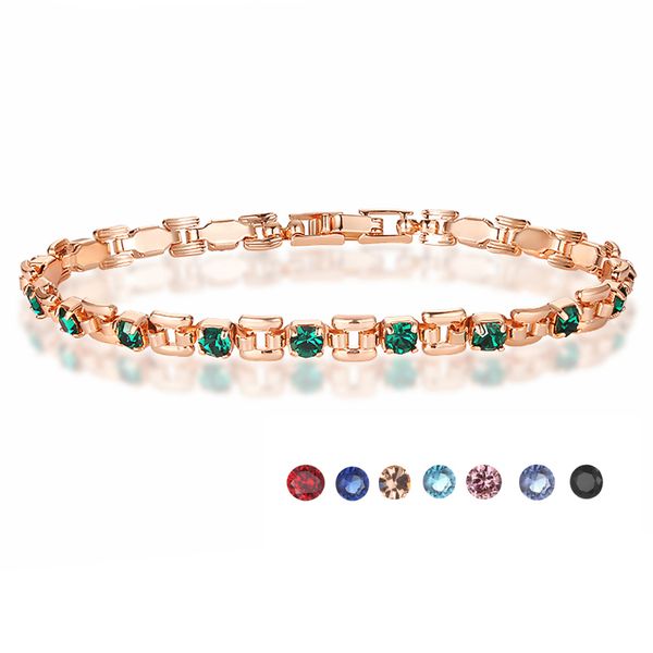 

9 color women girls pink/green/white/red/blue cubic zircon stone bracelets wrist square shaped bracelets, Black