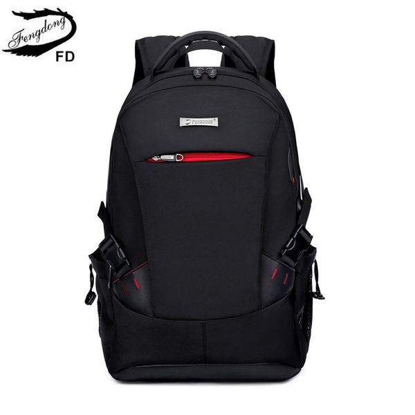 

fengdong school bags for boys black waterproof lapbackpack for men luggage travel bags anti theft backpack usb bag schoolbag y190601