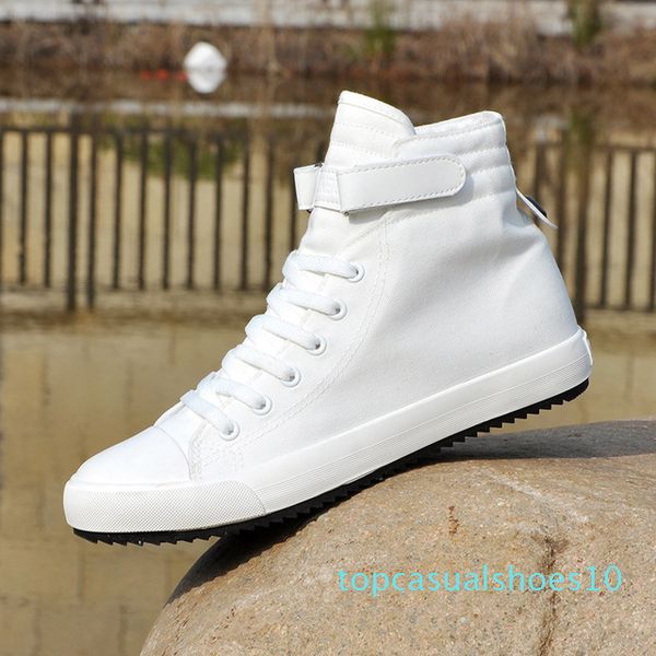 

2020 men shoes fashion canvas leisure shoes non slip rubber soft bottom ventilation high flat shoes four seasons sports t10, Black