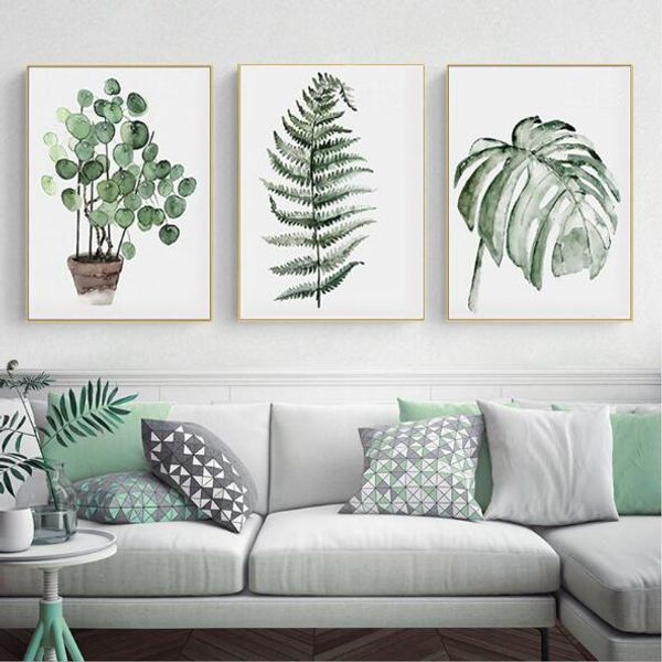 

nordic simple living room decorative paintings restaurant bedroom small fresh hanging picture point wall painting green planting