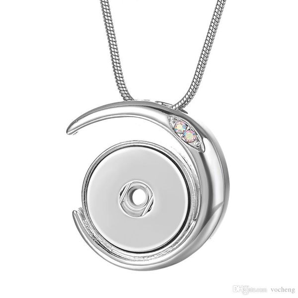 

10pcs lot ginger snap necklace pendant moon sun fit for 18mm snap button with 50cm stainless steel chain gift nn-754*10, Silver