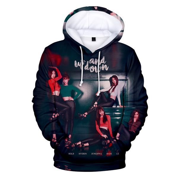 

новый 3d толстовки новинка печати exid идол мужчины / женщины кофты повседневная толстовки группа exid 3d осень теплый свободные с капюшоном, Black