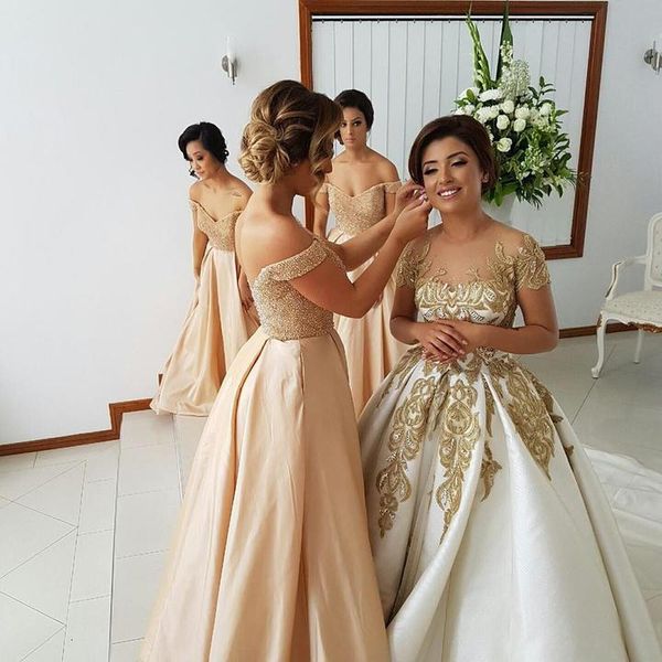 

Gold Mermaid Bridesmaids Dresses Off Shoulder Plus Size Bridesmaid Dress robes de demoiselle d'honneur vestidos de madrinha de casamento
