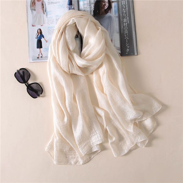 

2018 women fashion scarf plain solid silk linen shawls scarves summer lady bandanas foulard hijab 180*90cm