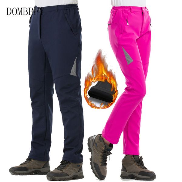

winter hiking pants men women waterproof softshell fleece pants ski sports outdoor pantalon trekking tactical work, Black