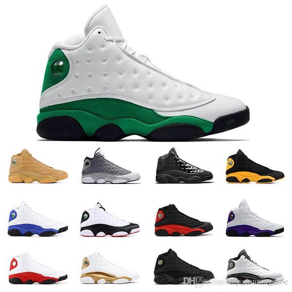 

New Mens basketball shoes 13 lucky green 13s COURT PURPLE black cat Bred BARONS WHEAT HYPER ROYAL mens sports sneakers trainers size 7-13