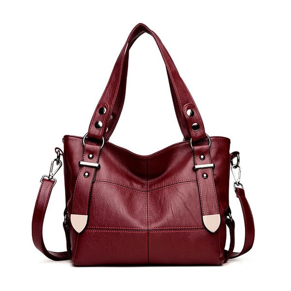 

beau-bags for women luxury handbag shoulder bag casual shopping tote pu leather handbags double arrows solid bag wine red